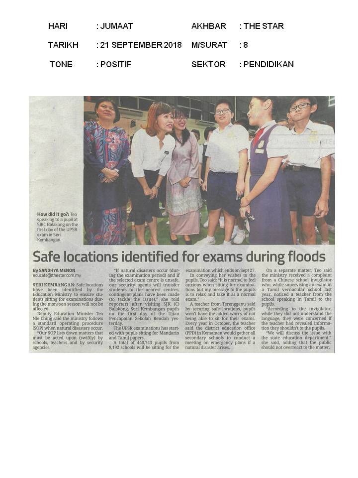 Safe Locations Identified For Exams During Floods   The Star 21 September 2018