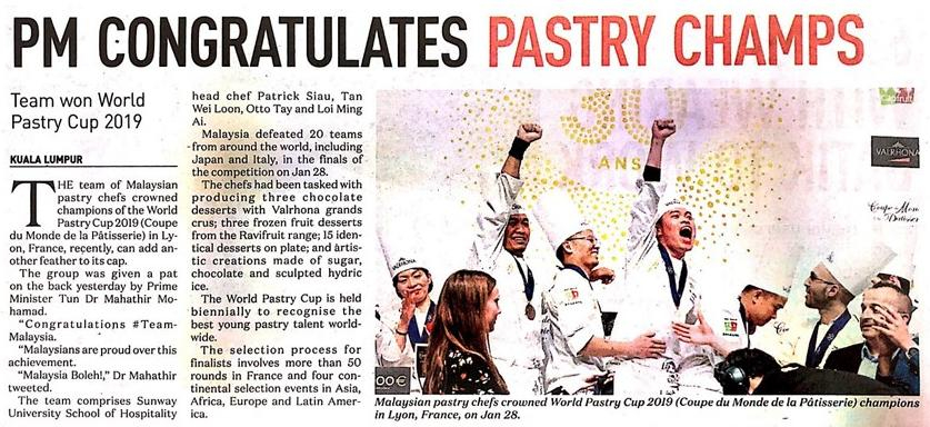 NST PM congratulates pastry champs